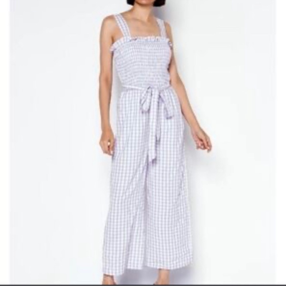 Riley & Rae Womens Checkered Square-Neck Sleeveless Jumpsuit Lilac petal